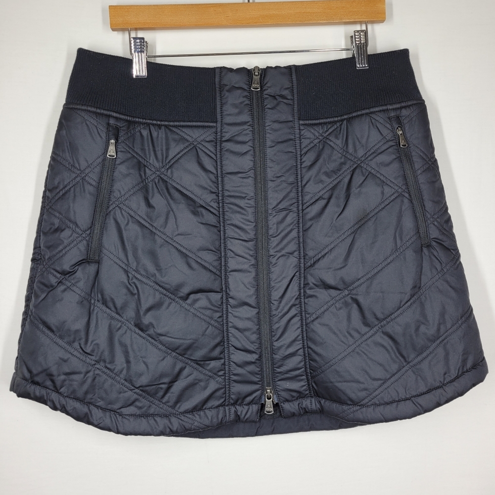 Prana Black Esla Quilted Fleece Lined Cold Weather Skirt Zip Front XL